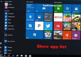 lista de aplicaciones del menú de inicio de Windows 10
