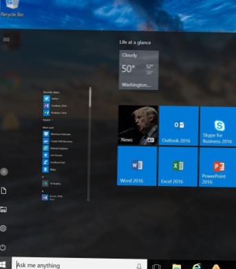 menu de démarrage windows 10 petit
