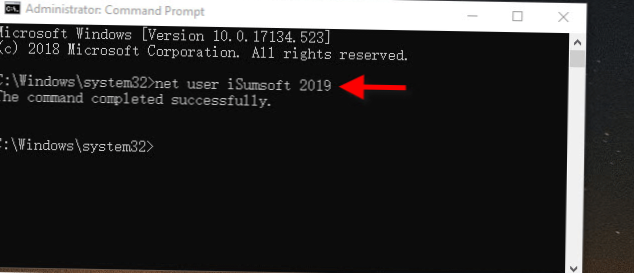 Windows 10 passa al prompt dei comandi dell'account locale