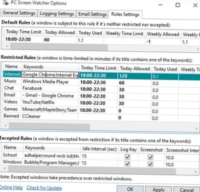 Windows 10 Zeitlimit-Software