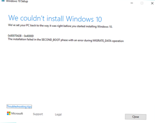 Windows 10-uppgradering misslyckades logg