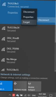 Windows 10 zal het wifi-netwerk niet vergeten
