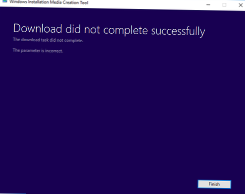 windows media creation tool download did not complete successfully