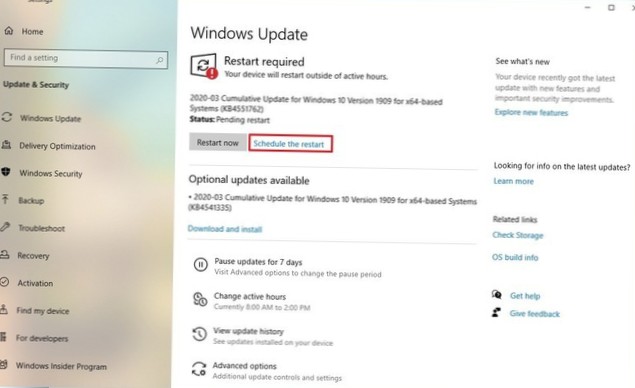 program de actualizare Windows 2020