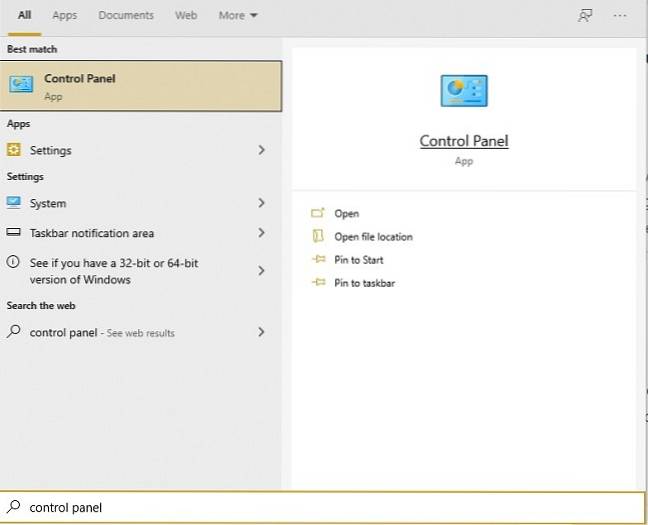8 modi per aprire il pannello di controllo in Windows 10