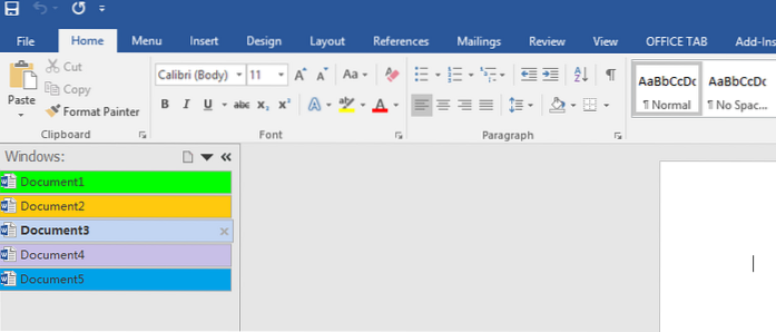 Adicionar guias à interface do Microsoft Office no Windows