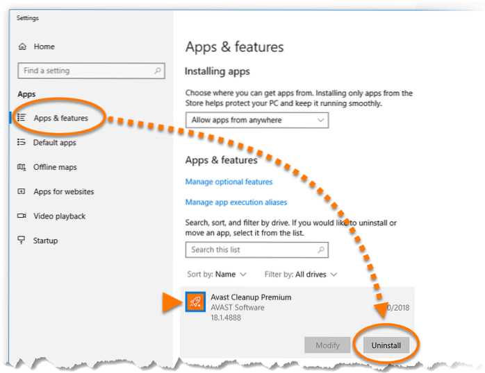désactivation du nettoyage avast
