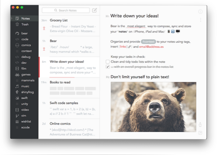 bear notes