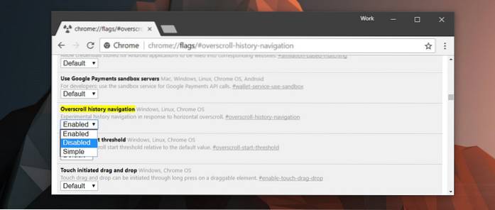 Chrome Android disabilita i gesti