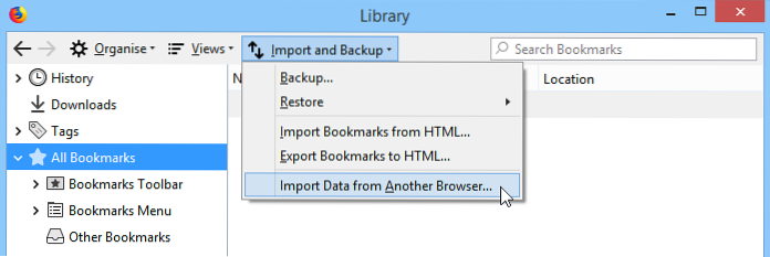 Chrome Import Lesezeichen