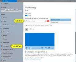 dezactivați Windows 10 pentru previzualizarea filei alt