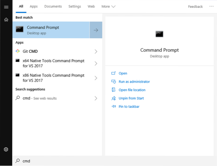 dezactivați căutarea în meniul de pornire Windows 10