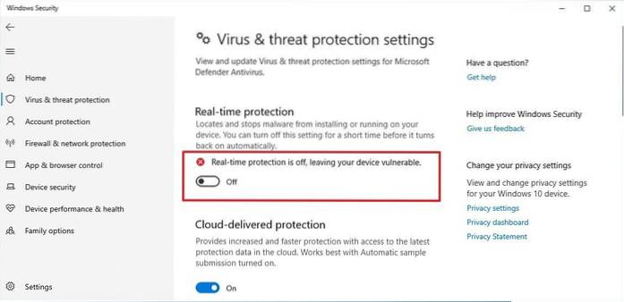 dezactivați Windows Defender Windows 10