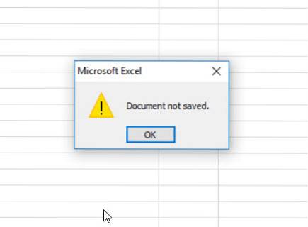 documento non salvato excel