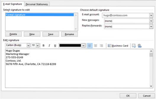 Sådan tilføjes en signatur i Outlook