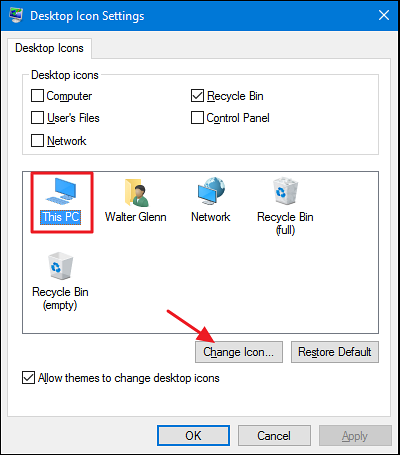 how to change icons on windows 10
