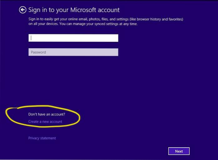 how to create a new user on windows 8 without logging in
