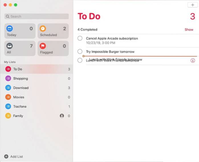 Herinneringen-subtaken maken in iOS en macOS