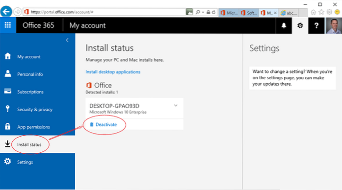 how to deactivate office 365