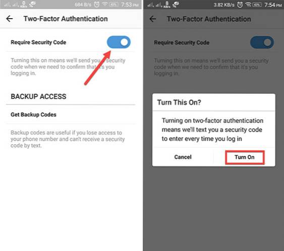 Cum se activează autentificarea cu doi factori pentru Instagram pe Android