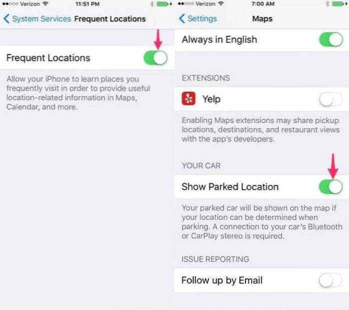 Hoe u kunt vinden waar u uw auto heeft geparkeerd met iOS 10