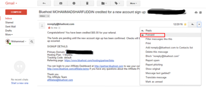 So leiten Sie Google Mail-Nachrichten an ein anderes Konto weiter