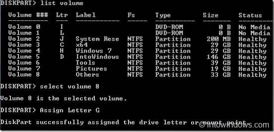 come nascondere l'unità in Windows 7 usando cmd