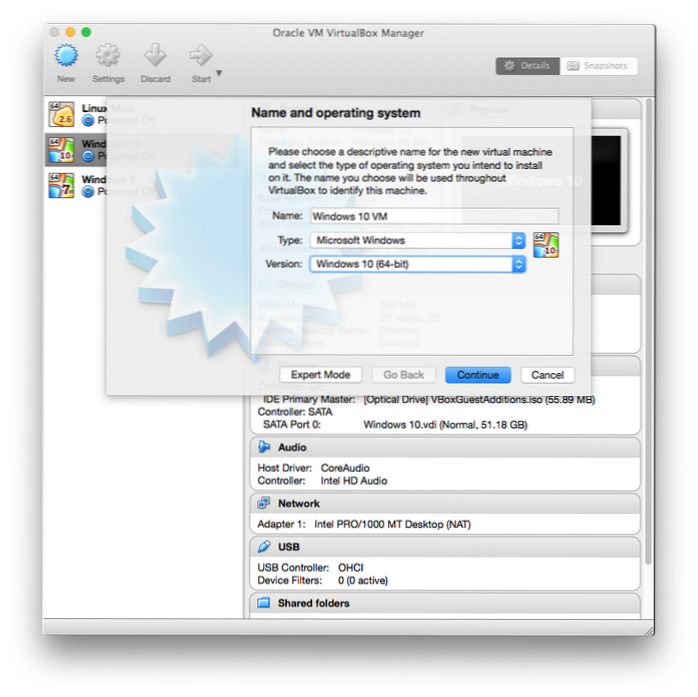come installare Windows 10 su virtualbox