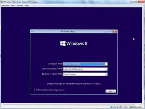 come installare Windows 8.1 scatola virtuale