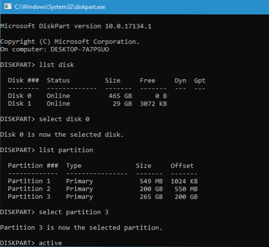 how to mark partition as active in command prompt