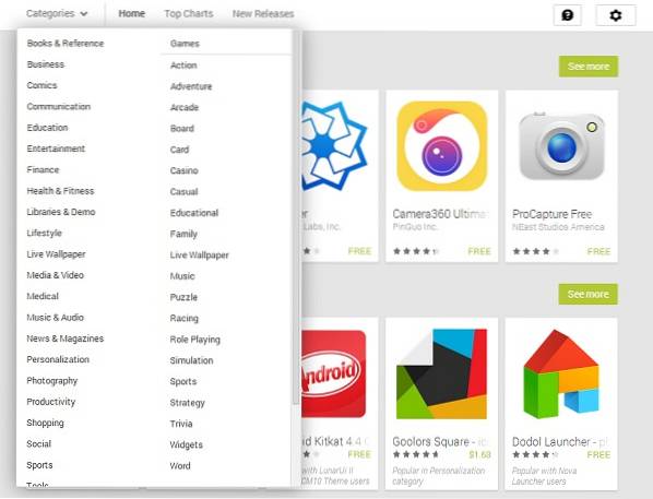 Como navegar e usar o Google Play em um navegador da web