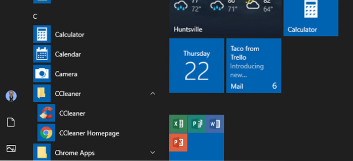 come aprire il menu di avvio