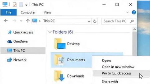 jak připnout složku pro rychlý přístup k systému Windows 7