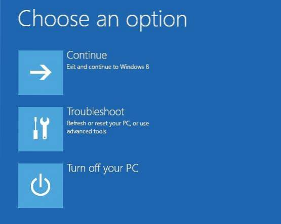 cum să reîmprospătați Windows 8 de la pornire