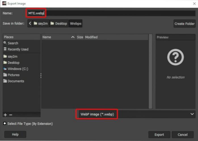 How to Save Files to WebP in GIMP