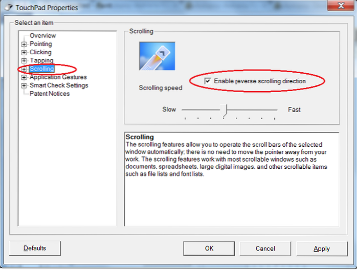 how to scroll with touchpad windows 7