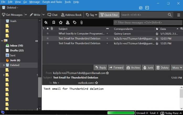 Como pesquisar e-mails na pasta Lixeira do Thunderbird