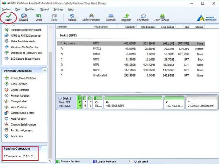 cum se afișează partiția ascunsă în Windows 7