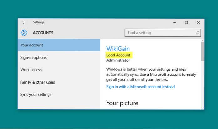 jak se odhlásit z účtu Microsoft ve Windows 10