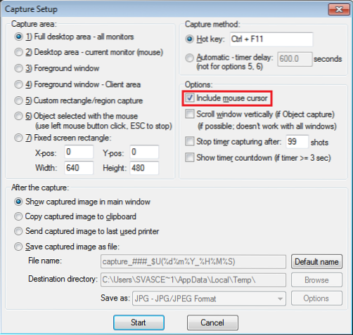 Een schermafbeelding maken met de muiscursor op Windows