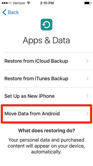 Come trasferire i contatti da Android a iPhone