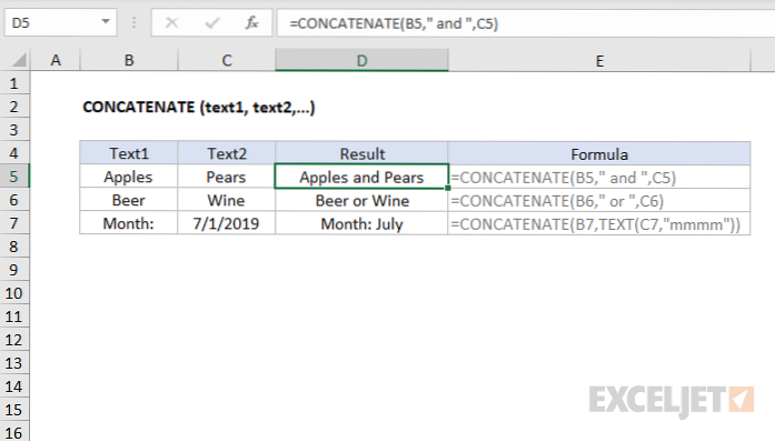 Como usar a função concatenar no Excel