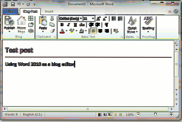 Word 2010 gebruiken als een offline blogeditor