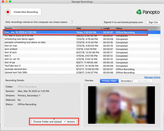 how to view panopto recording offline