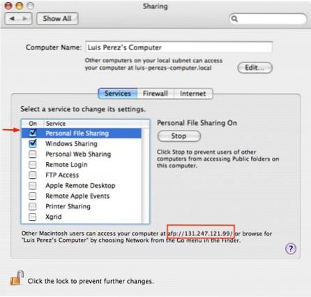 udostępnianie plików mac przez Internet