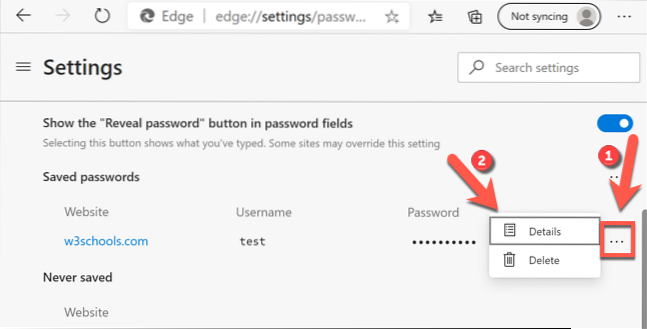 microsoft edge add password manually