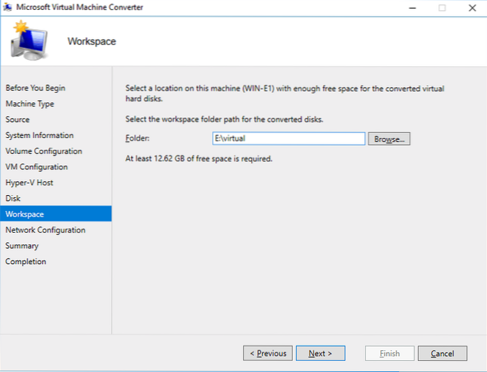 microsoft virtual machine converter fizic în virtual
