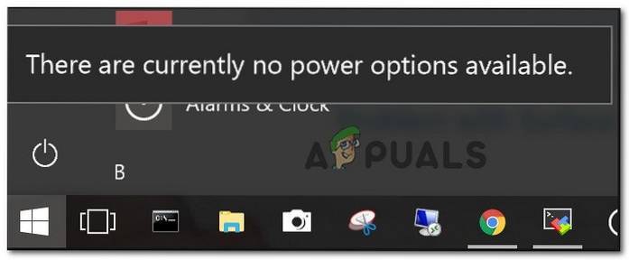 no power options available windows 10