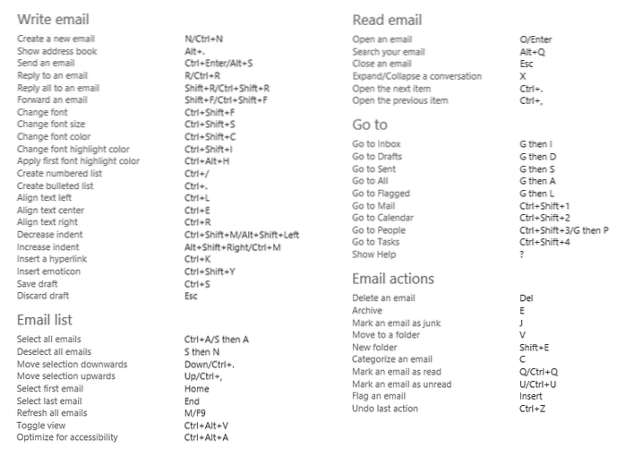 outlook 365 keyboard shortcuts