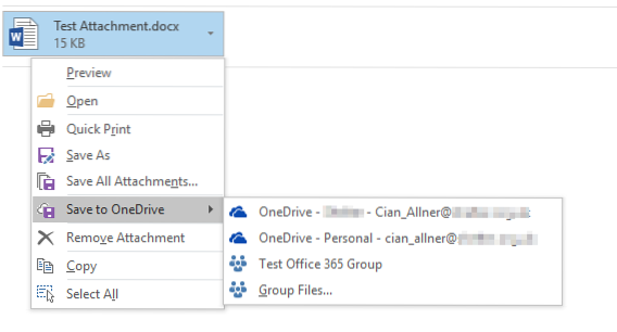 outlook save to onedrive location